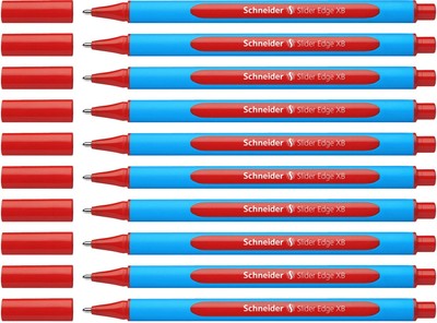 Schneider 152202 Ballpoint Pen Slider Edge with Cap XB Red Barrel Colour: Cyan-R