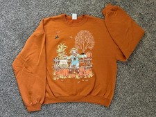 Vintage Jerzees XL Pumpkin Scarecrow Sweatshirt Orange Fall Autumn Graphic