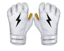BRUCE BOLT Youth Original Series Short Cuff Batting Gloves Color: White