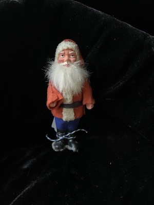 Antique Vintage German Belsnickel Santa Figurine Clay Face Candy Container