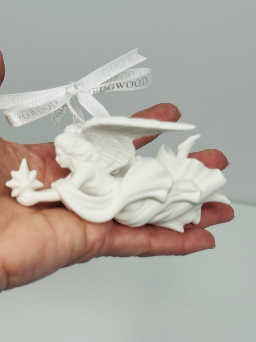 Wedgwood Ornament Angel With A Star White Porcelain 4 x 2 Inches