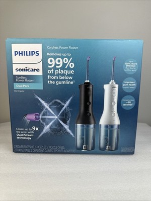 Philips Sonicare Cordless Power Flosser 3000  -2 Pack Black & White