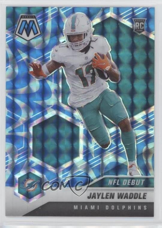 2021 Panini Mosaic NFL Debut Reactive Blue Prizm Jaylen Waddle #248 Rookie RC