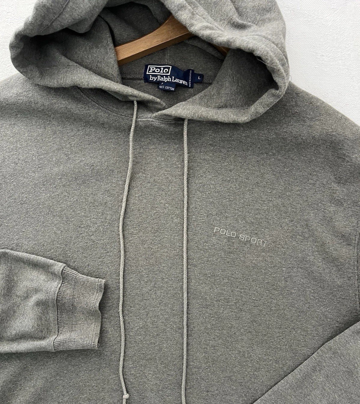 Vintage Polo Sport Ralph Lauren Hoodie Mens Oversized Large Gray pullover Light