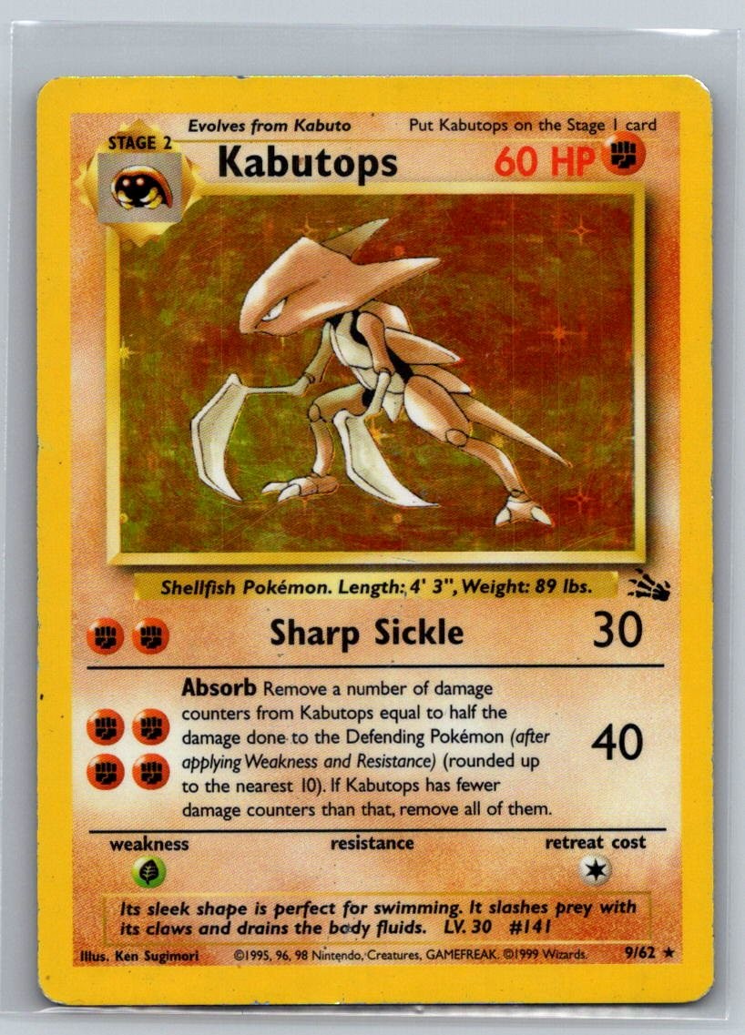 Kabutops 9/62 MP Fossil Pokemon Unlimited Holo