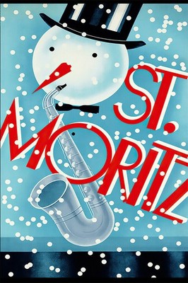 360943 Snow Boy Playing Jazz St Moritz Switzerland Art Wall Print Poster