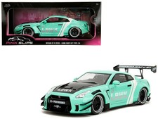Nissan GT-R R35 Liberty Walk 2.0 RHD Pink Slips 1/18 Blue/Black White Stripes