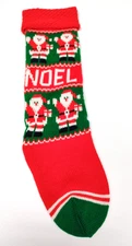 Vtg Knit NOEL Santa Christmas Stocking~Red & Green~18 inches