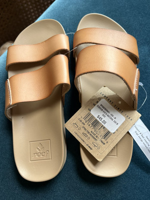 REEF NEW LADIES SLIDE Cushion Bounce VISTA TAN NATURAL Sandal Flip Flops SZ5