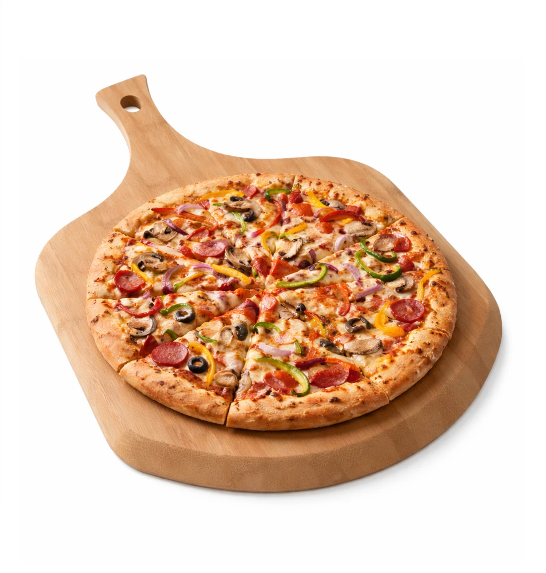 Pizza Peel Paddle Board Serving Plate Bamboo Wooden Cutting Platter Tray 14"