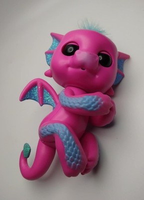 WowWee Fingerlings Glitter Dragon Pink with Blue Interactive Toy Figure Tested