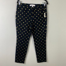 Old Navy Mid Rise Pixie Skinny Pants Size 8 Black Gold Metallic Polka Dot