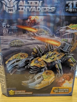 Alien Invaders 3-D Puzzle 66 Teile Garth Guardians Team Scorpion Machine Beast