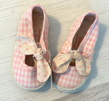 Baby girl shoes, vintage Circo, pink and white gingham, Easter, summer