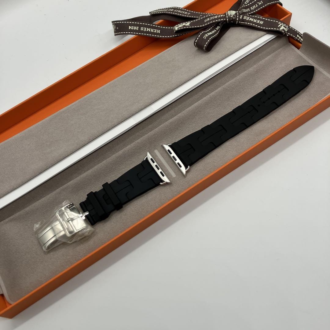 Hermes Single Tour Apple Watch Band 45mm Kilim NOIR Black