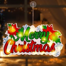 VIHOSE Merry Christmas Sign Lights 17 Inch Vintage Christmas Window Hanging L...