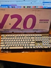 Typewriter Style wired Mechanical Keyboard,104 Keys RETRO LED green rose gold