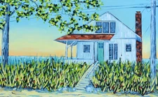 Lakeside Cottage Oil Original Painting  30x48 – Artist Christi Dreese