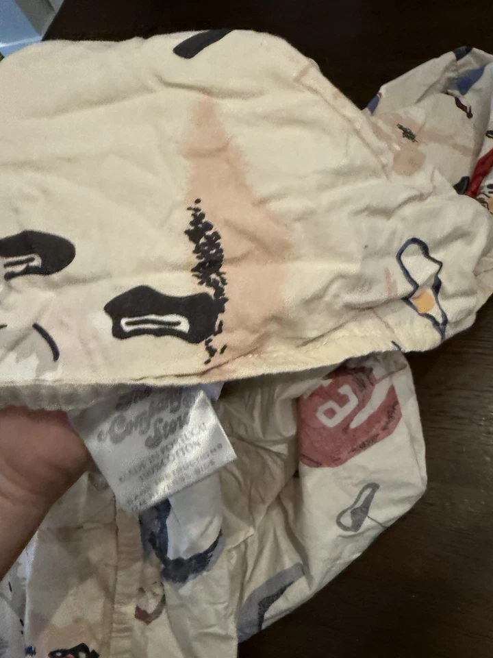 THE COMPANY STORE~Vintage Sports Theme~Flat TWIN Cotton Sheets~EUC - Imagem 3 de 4