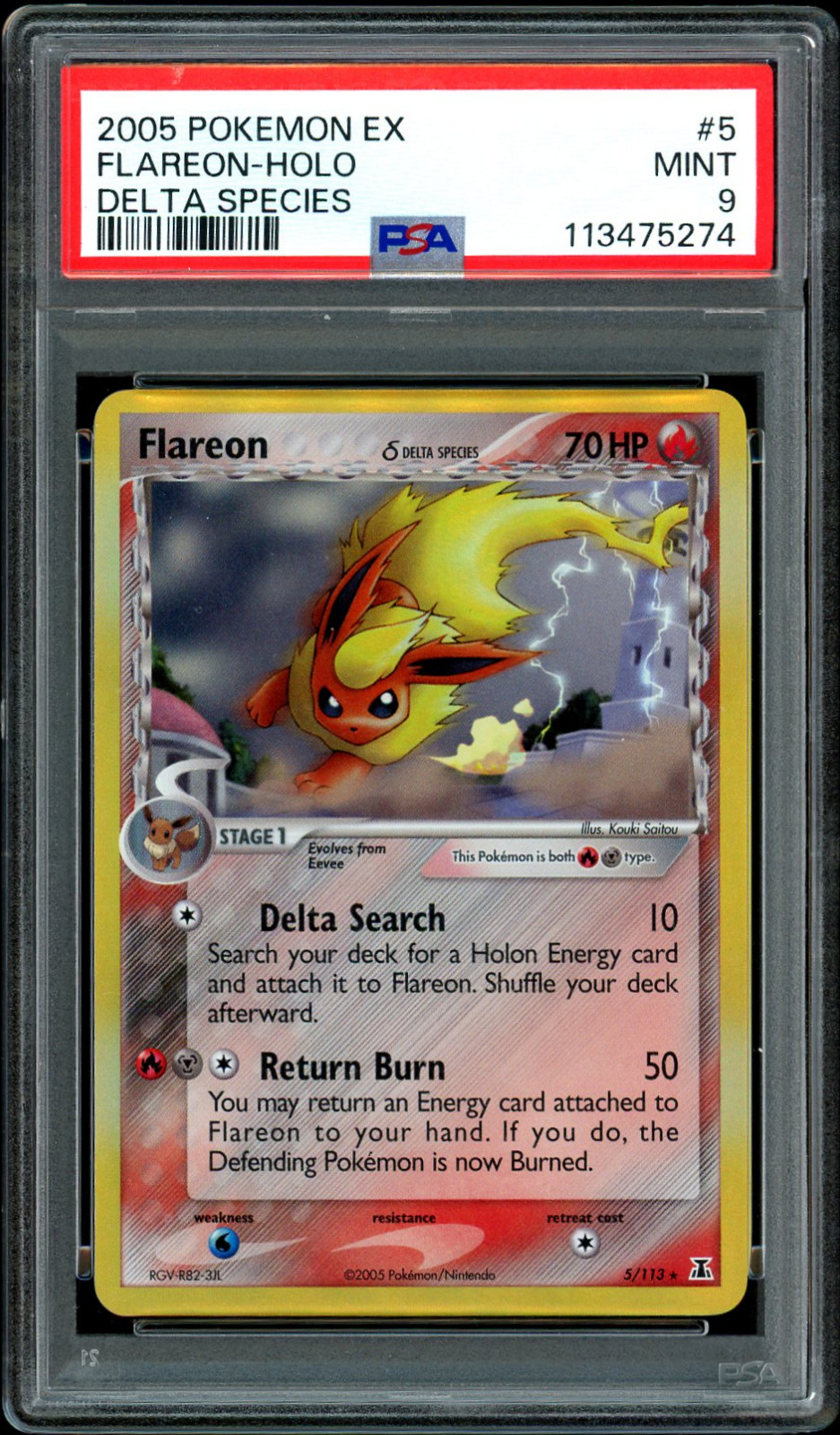 Pokemon 2005 Flareon Holo Delta Species PSA 9 5/113