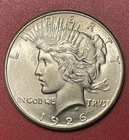 1926 P Peace Silver Dollar, Uncirculated, Obverse Staple Scratch.  Melt ~$90.