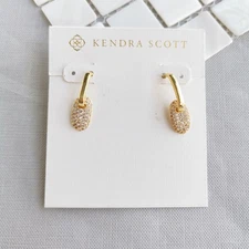 NEW❤️ Kendra Scott Bailey Gold White CZ Pave Huggie Earrings ❤️