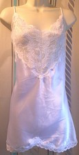 Vintage "Victorian Lace" Made in the USA White Lace  Satin SLIP Women's Sz S