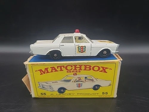 Vintage Lesney Matchbox Toys Mercury Police Car with Red Roof Light. MG