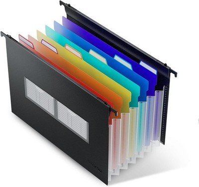 A4 Plastic Hanging File Folders with Expandable Pockets, 7 Innovative 3 cm Ac...