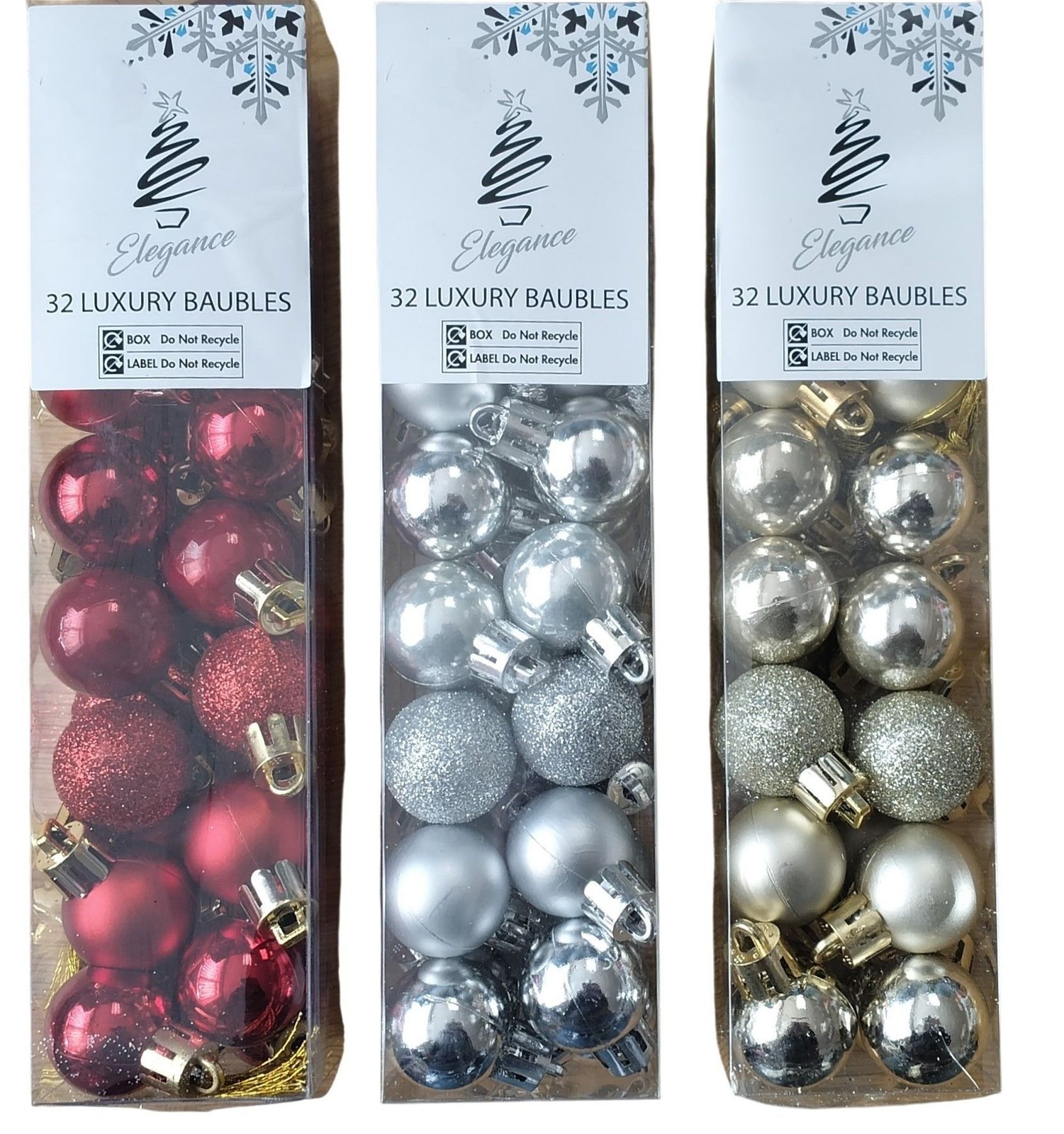 96 Mini Christmas Tree Baubles Red Gold Silver Decoration Tree Ornaments 2.5cm - Image 2