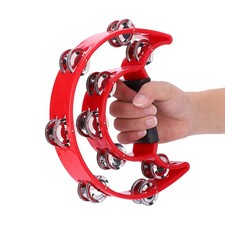  Red Double Row Jingles Handbell Tambourine Percussion Musical Instrument