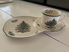 Spode Christmas Tree Tea Toast Plate Mug - Santa Cookie and Milk Set