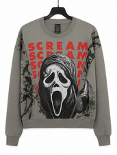 Ghostface Men's Scream Graphic Crewneck Pullover Sweatshirt Gray M. New