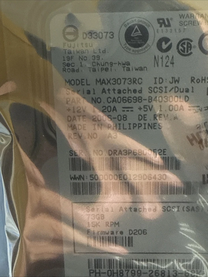 Western Digital MAX3073RC Fujitsu 73GB 15K 3.5" SAS Hard Drive Hot-Swap Servers - Image 4 of 4