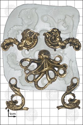 Silikonform Octopus & Schnörkeln Essen Verwendung FPC Sugarcraft