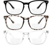 Bifocal Reading Glasses for Women Men Rectangle Multifocal Readers Fashion Nerd