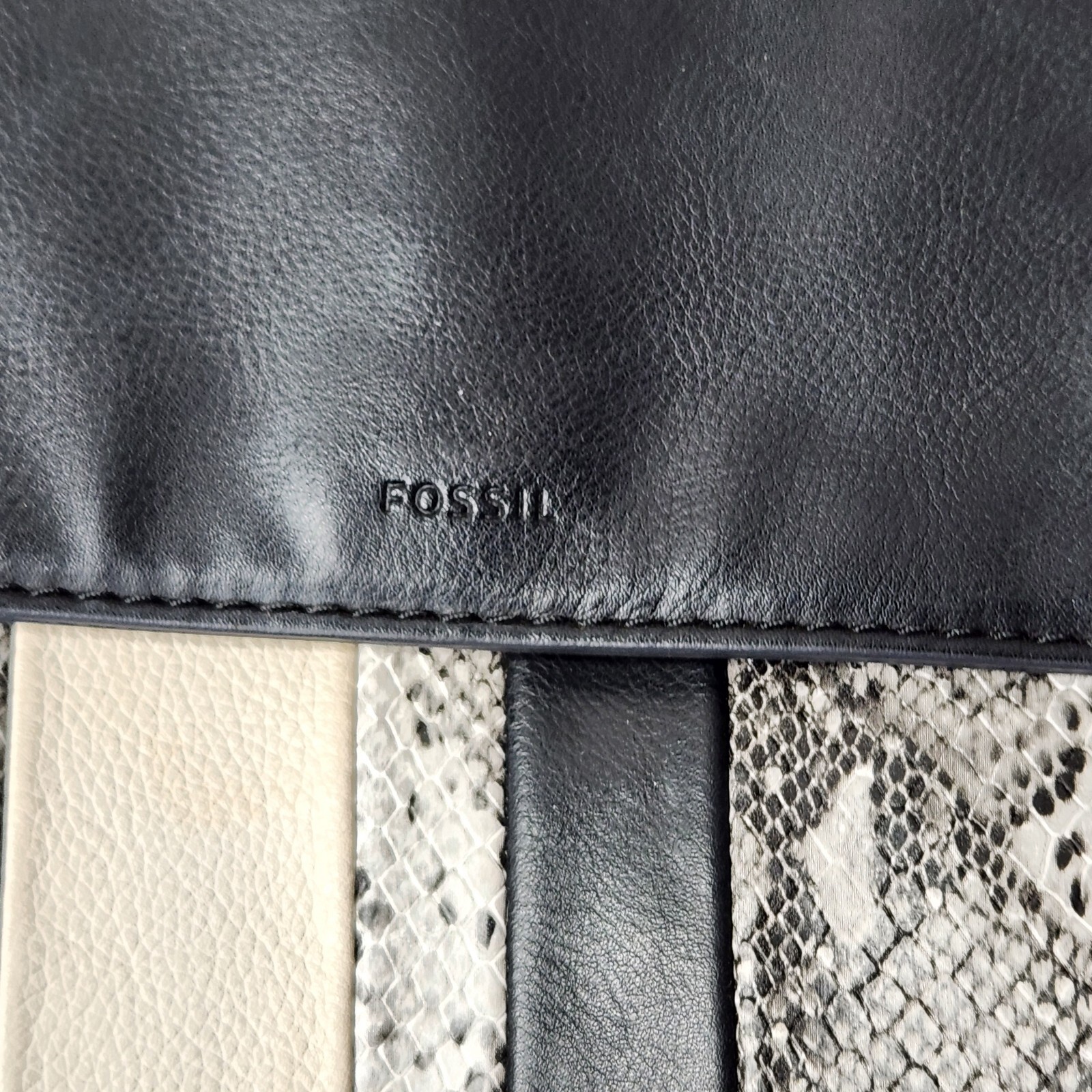 Fossil Backpack Claire Patchwork Black Python Sna… - image 17
