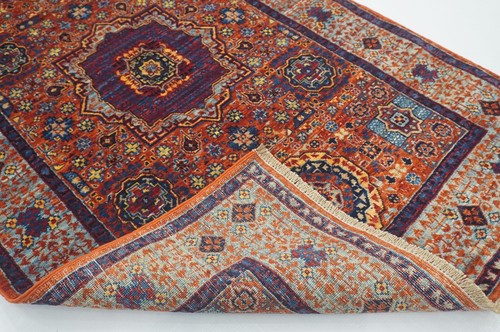 3 x 4 ft Orange Mamluk Afghan Hand Knotted Wool Medallion Small Area Rug - Picture 14 of 17