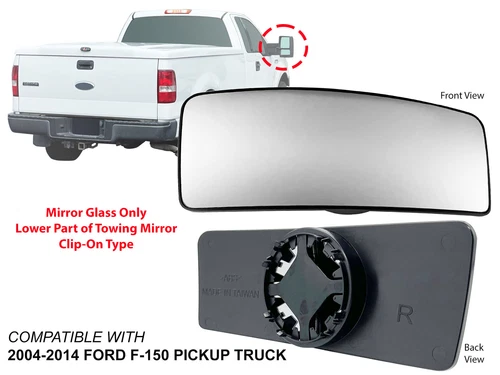 Towing Mirror Glass Fits FORD F-150 2004-2014 Lower Non-Heated Passenger Side