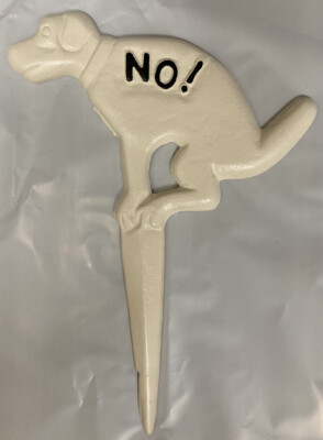 Esschert Design Cast Iron Ivory ''NO'' Pooping Yard Sign Stake