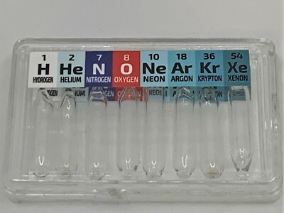 New Micro Low Pressure 8 Gas Ampoules Element Set  Helium Xenon Krypton Neon H O