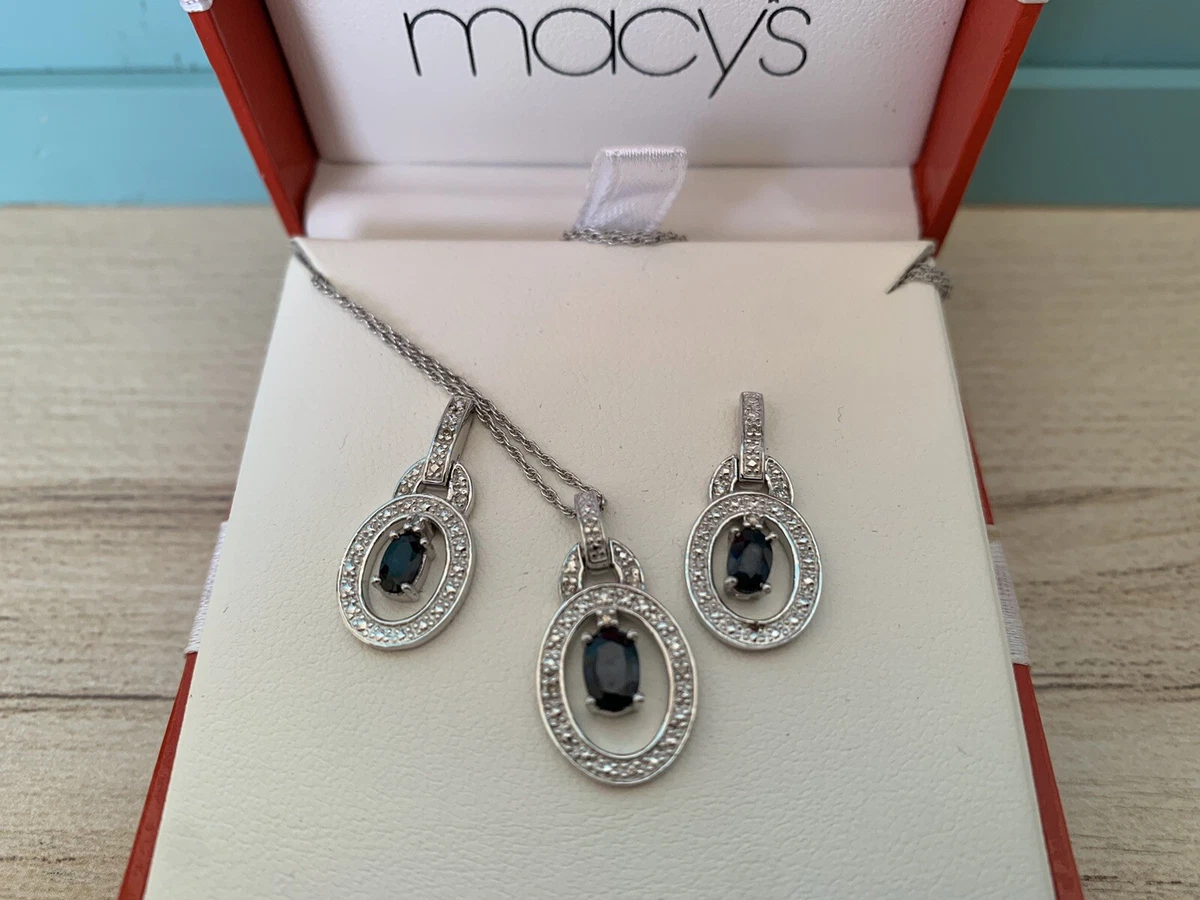 1 3/4 Carat Oval Sapphire Necklace & Earring Set in Sterling Silver | Blue  Gemstones | Sapphire Jewelry | September Birthstone | Best Jewelry Deals