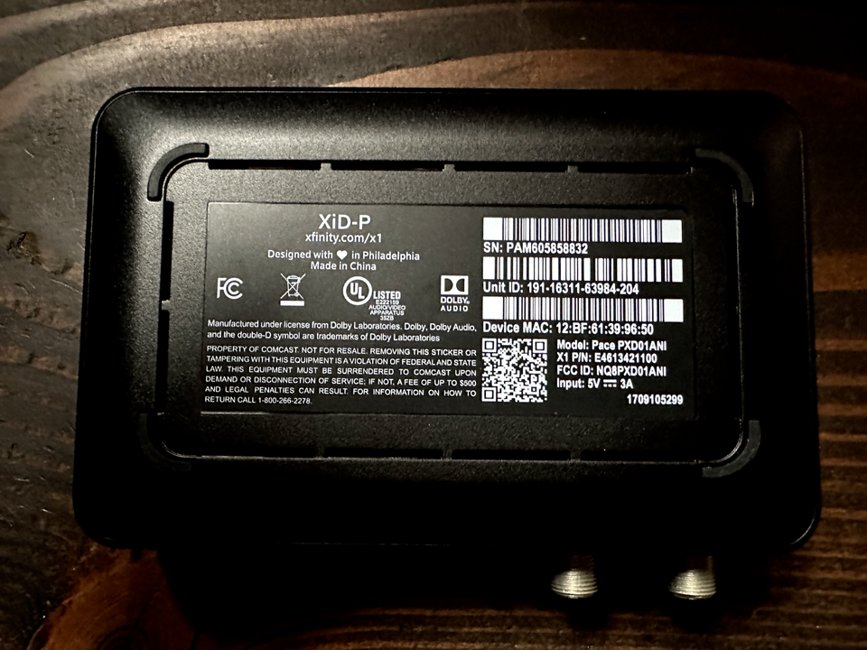 Brand New XFinity XiDP Comcast Cable Box with Power Cord PACE PXD01ANI