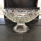 Vtg Federal Glass Colonial Yorktown 10" Footed Compote Scalloped Fruit Bowl