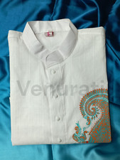 Hand painted Pure Cotton Kurta for Men's, Indian Style Men's Kurta Punjabi