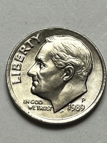 1989 P Off Centered Roosevelt Dime Nice Broadstrike Error Lot M143 - Picture 6 of 12
