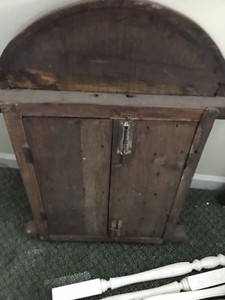 ANTIQUE  WOOD AND IRON ARCHED GATE DOOR WALL PANEL DECORACIÓN 