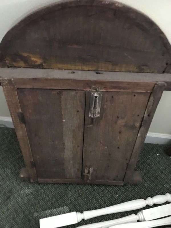 ANTIQUE  WOOD AND IRON ARCHED GATE DOOR WALL PANEL DECORACIÓN 
