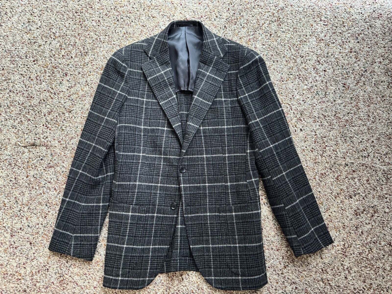 Cavour Black & White Plaid Flannel Sportcoat US36 FITS LIKE