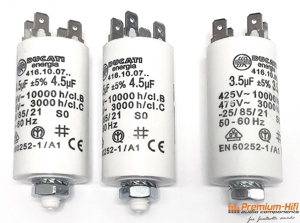 PREMIUM-HIFI Condensatori motore per Studer Revox A77 (2 x 4,3 μF - 5,0 μF, 1 x 3,5 μF - 4,0 μF)